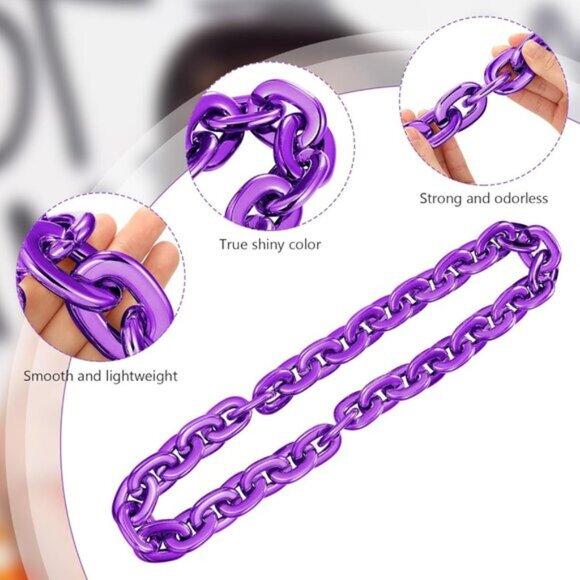 Purple Hip Hop Large Acrylic Thick Plastic Cuban Link Chain Necklace 32in 80cm‎ - Picture 4 of 4